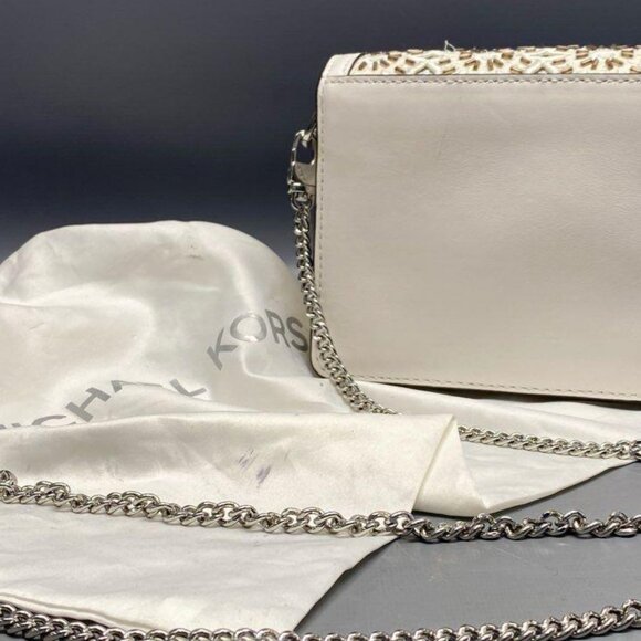 Michael Kors Clutch Crossbody Bag Purse Jade Medium Gusset Embroidered Leather - Picture 7 of 16